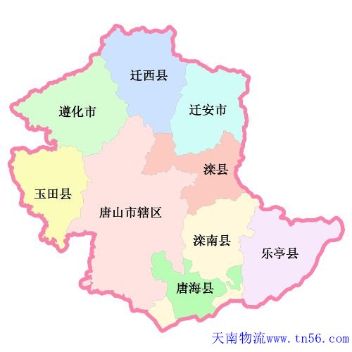 河源到唐山物流地圖
