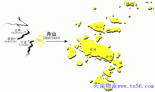 河源到舟山市物流地圖